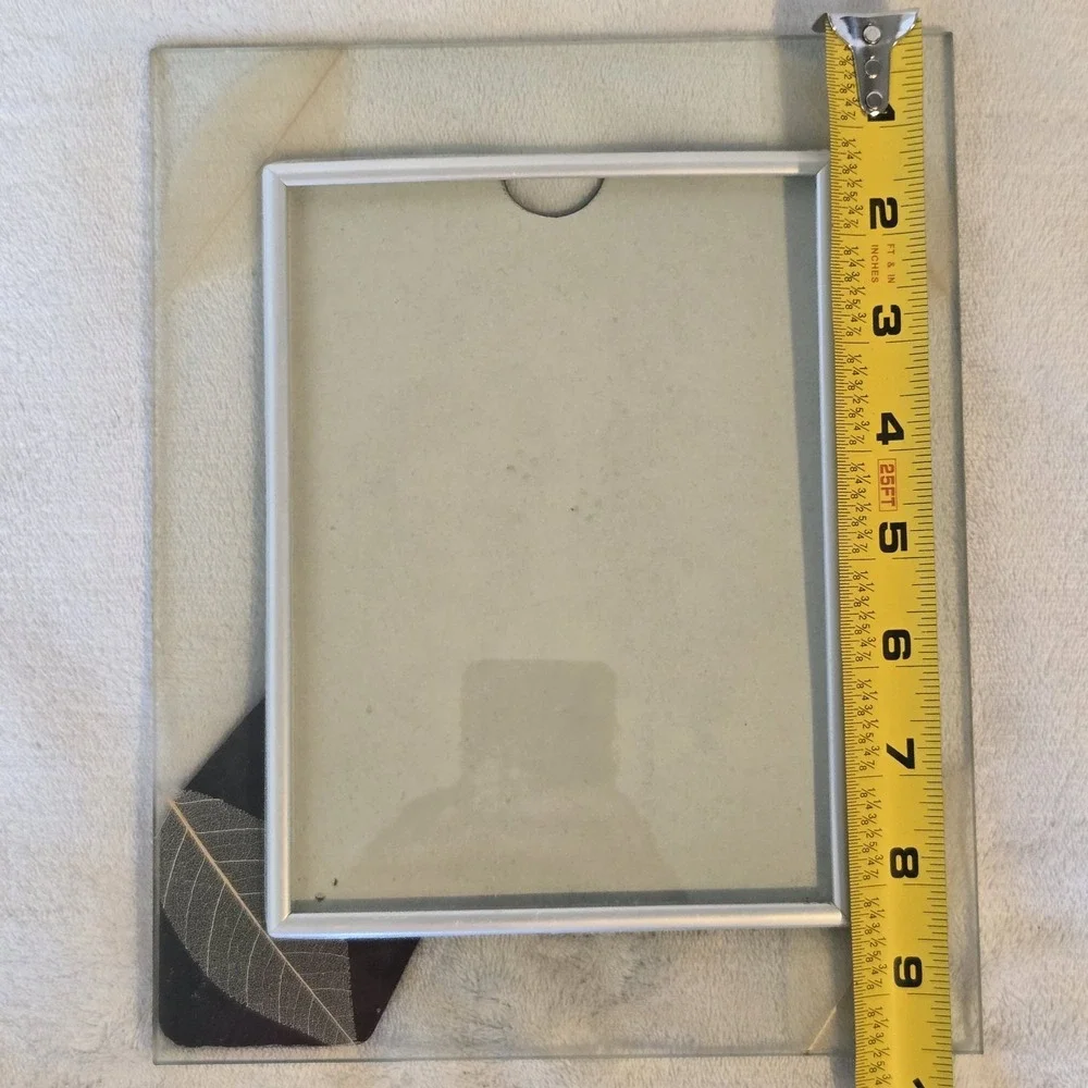 Ganz Glass Picture Frame 5x7 Real Pressed Leaf Botanical Silver EJ9883